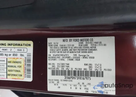 2015 Ford Fusion Se z USA, uszkodzony, nr VIN 3FA6P0H73FR167975